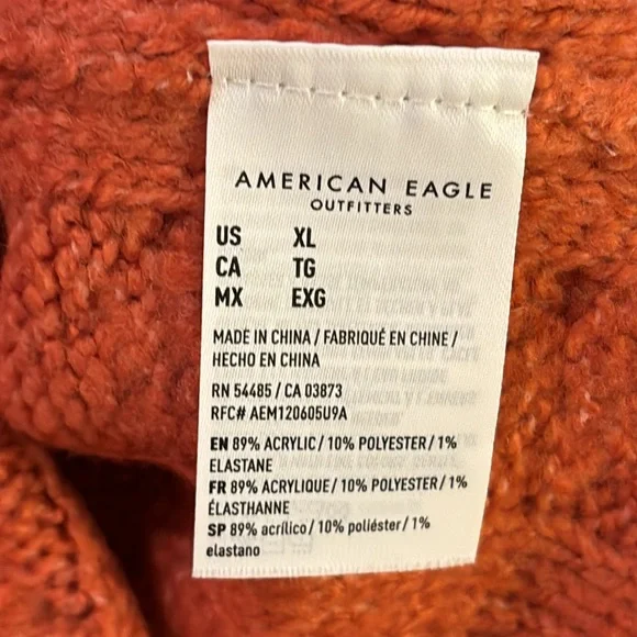 NWT American Eagle Oversized Cropped V-Neck Hooded Sweater - Picture 9 of 11